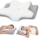 Cervical Neck Pillow, Memory Foam Pillows for Neck and Shoulder Pain Relief, 2 Heights Ergonomic Pillow with Breathable Ice Silk Cover, Neck Support Pillow for Side Sleepers,White
