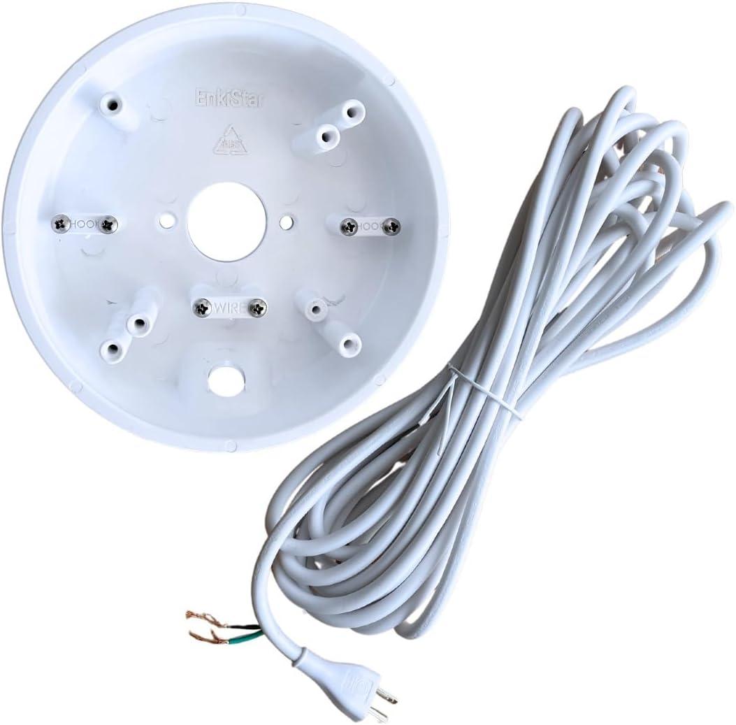 Wall Floodlight Camera Mount - Electrical Box - Made in USA | Universal Camera Mount Adapter for Ring, Eufy, Google, Blink Cams (White)  (Mount and Cord Set)