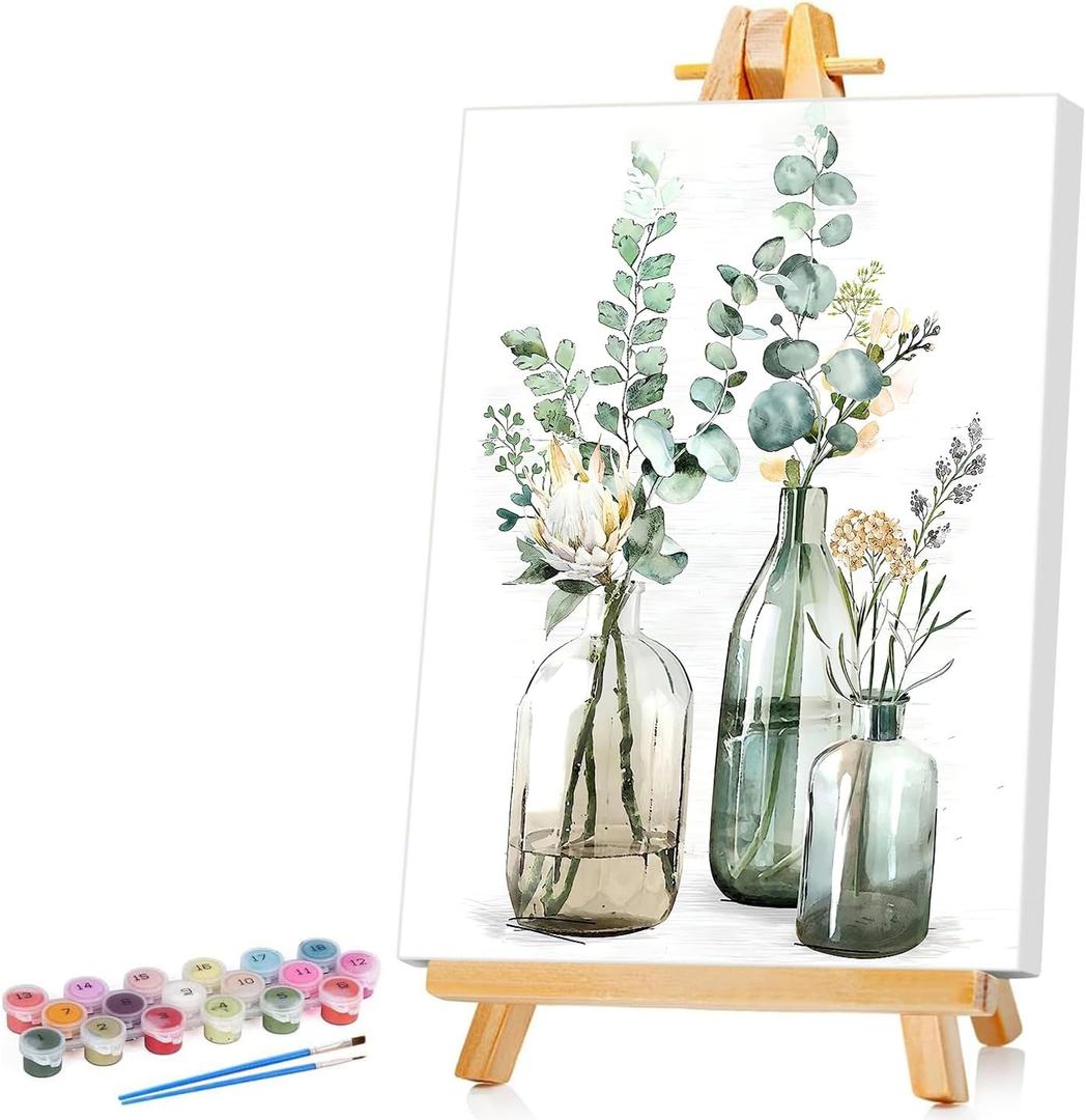 Ginkko Framed Paint by Numbers Kit for Adults, 8x12 inch, Flowers
Beginners & Kids Ages 8-12, Flower DIY Acrylic Canvas Painting with Paints & Brushes, Original Art Decor Gift for Home Wall