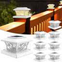 VOLISUN Solar Post Cap Lights Outdoor, Solar Powered Fence Cap Lights for 4x4 Vinyl/Wood, White Waterproof Solar Deck Post Light 8Pack Cool/Warm for Garden Patio Porch
