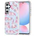 MOSNOVO Case for Samsung Galaxy S24 FE, [Buffertech 6.6ft Military-Grade Drop Protection] [Anti Peel Off Tech] Clear TPU Bumper Phone Case Cover Design - Pink Axolotl
