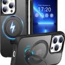 HuwaiH 360 Rotatable Magnetic Ring Stand for iPhone 13 pro Case, Compatible with MagSafe, Military-Grade Shockproof, Anti-Scratch Matte Translucent Phone Case for iPhone 13 pro (Black)