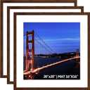 Yaetm 20x20 Picture Frame Brown Set of 3, Wood Grain Square Frames Display 16x16 with Mat or 20 x 20 without Mat, Gallery Wall 20x20 Frame for Wall Mounting (3 Pack, Brown)