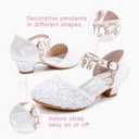 Furdeour Girls Dress Shoes Princess Crystal High Heels Closed Toe Party Wedding Flower Girls Shoes Toddler Little Big Kid (Whitesequins)
