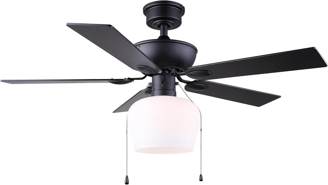 Colette 42 in. Indoor Standard Matte Black Ceiling Fan with Vintage LED Bulbs Included