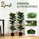 2 Pack Faux Fiddle Leaf Fig Tree - 40" Fake Tree with Black Planter & Artificial Turf, Floor Plants for Home or Office Decor, Artificial Plants Indoor Housewarming Gift