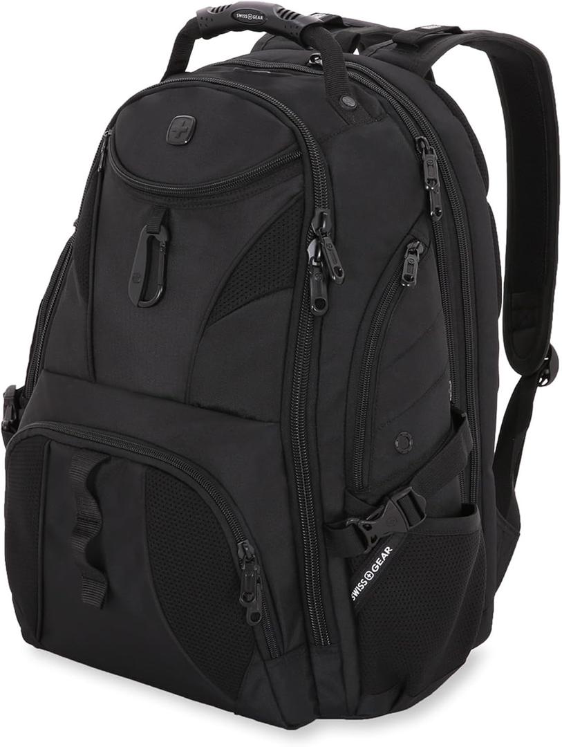 SWISSGEAR 1900 ScanSmart TSA Laptop Backpack Fits 17 Inch Laptop with RFID Protection and Tablet Pocket, Black/Black, 19-Inch