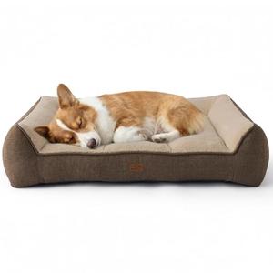 Bedsure Orthopedic Dog Bed Large Size Dog - Extra Thick Supportive Medium Dogs Beds with Waterproof Washable Cover, Comfort Pet Bed Sofa with Soft Plush Sherpa and Nonskid Bottom, Brown, 35"