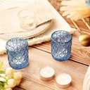 48pcs Blue Votive Tealight Candle Holders, Glass Tea Light Candle Holders for Table Centerpieces,Candle Holders for Wedding Decor, Gift, Home