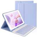LAMA Keyboard Case for iPad 9.7 inch 2018 (6th Gen)/ 2017 (5th Gen)/ 2016 iPad Pro/ Air 2/ 1, Thin - Detachable - Wireless Keyboard Cover with Pencil Holder for iPad 9.7 inch, Auto Sleep/ Wake, Purple