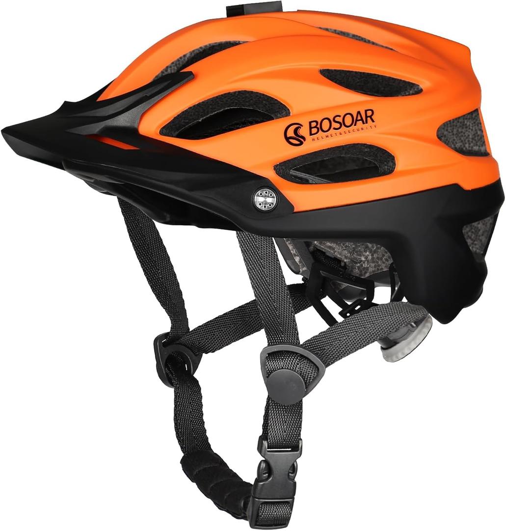 Mountain Bike Helmet,Adult Cycling Helmet with Camera Mount and Detachable Visor for Men Women Youth,Suggested Fit 55-61 Cm (orange)