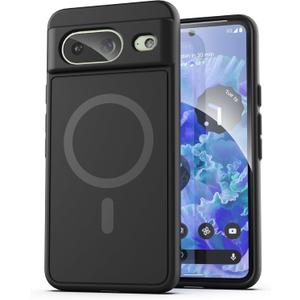 ENCASED Magnetic Case for Google Pixel 8 Compatible with MagSafe Charging & Accessories Black