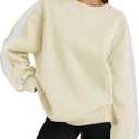 Zeagoo Womens Sweatshirt Long Sleeve Color Block Fleece Hoodies Fall Casual Crewneck Pullover Tunic Tops 2024 (XL)