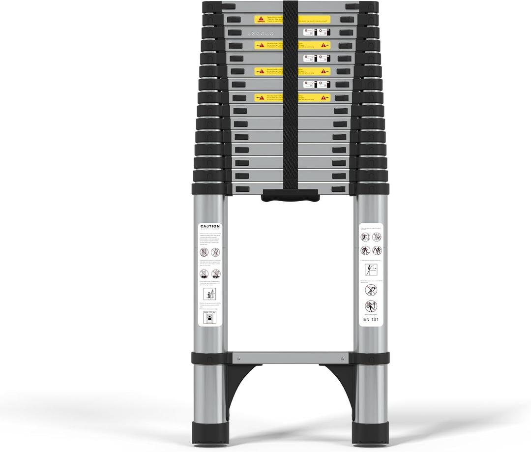 JADDUO Telescoping Ladder, 20.3 FT, Rectangular, Heavy Duty, Silver