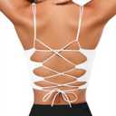 XUNYU Strappy Sports Bras for Women High Support Longline Workout Tops Built in Bra Cross Yoga Crop Tank Top Padded (White, M)