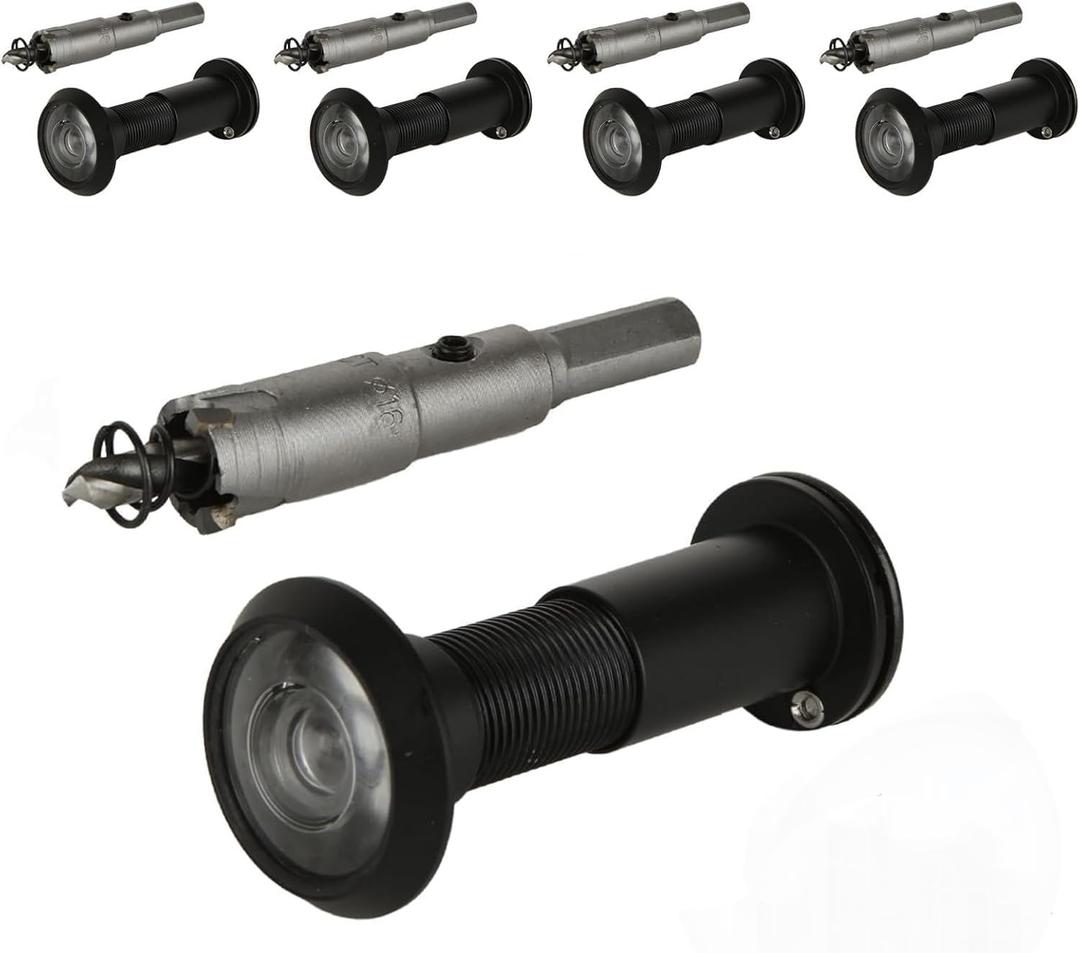 4 Pack Door Viewer Peephole 200-Degree Door Viewer with 16mm/0.63inch Drill Bit for 1-1/2" to 2-3/8" Doors Zinc Alloy Peephole for Front Door with Heavy Duty Privacy Cover, Black