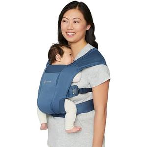 Ergobaby Embrace Baby Carrier Newborn to Toddler - Lightweight Ergonomic Baby Carriers - Cozy Essentials (7-25 Pounds), Soft Air Mesh Blue