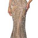 Women Beaded Mermaid Prom Dress Elegant Sequin Formal Evening Gown Medium