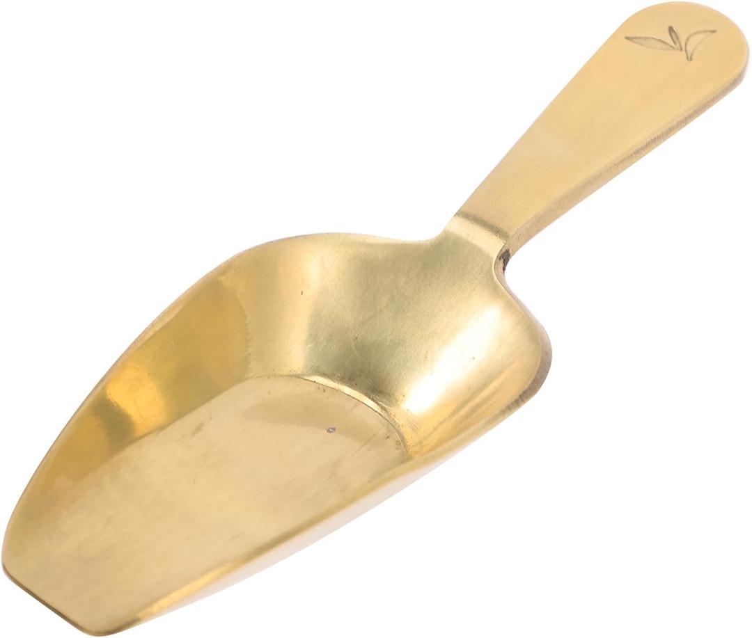FRCOLOR Brass Tea Scoop for Loose Leaf Tea Small Metal Spoon Coffee Bean Scoop Measure Spoon for Home Restaurant