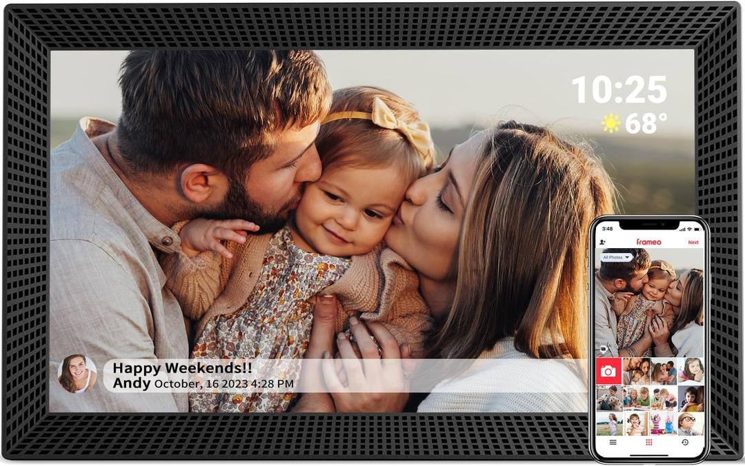 15.6" WiFi Digital Picture Frame, 32 GB Memory, Auto-Rotate, 1920x1080 HD IPS Touchscreen Large Digital Photo Frame, Share Moments Instantly via Frameo APP, Gift for Family and Friends (Black) (Black-15.6")