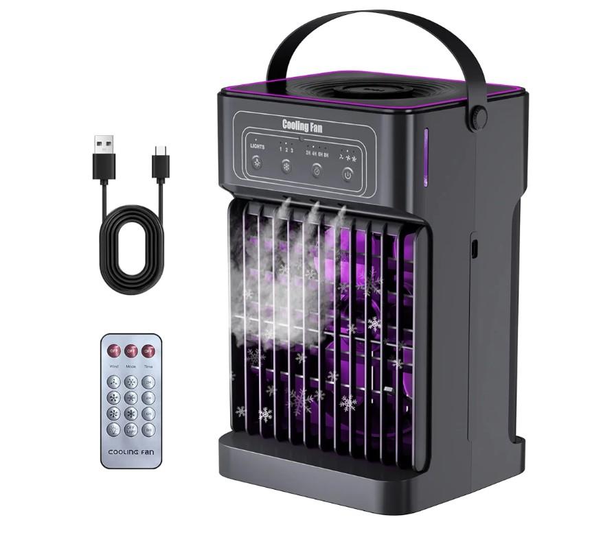 Portable Air Conditioners, 4-IN-1 Portable AC Unit with 3 Wind Speeds, 3 Spray Mode, 7 Night Light & 2-8H Timer Air Conditioner Portable,Personal Small Mini Air Conditioner Air Cooler for Room Camping