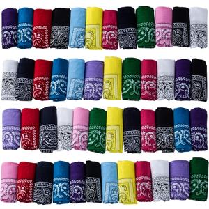 Funny Party Hats Paisley Bandanna Pack 48 Piece Set Assorted Colors Double Sided Print Bandannas 100% Cotton