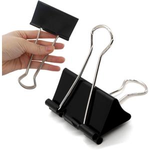 3 Inch Extra Large Jumbo Binder Clips (12 Pack), Heavy Duty Paper Clamps for Office and Home Supplies, Black