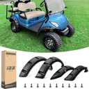 10L0L 4PCS Golf Cart Fender Flares for Yamaha G29, EZGO TXT/RXV, Club Car DS/Precedent - Heavy Duty ABS Plastic Mud Guards with Reflectors & Stainless Steel Hardware