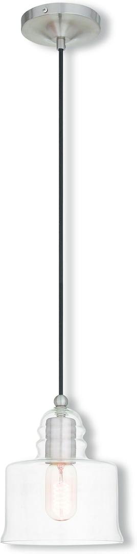 Livex Lighting 40606-91 Contemporary Modern One Light Art Glass Mini Pendants Collection in Pwt, Nckl, B/S, Slvr. Finish, Brushed Nickel