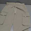 Mens Fleece Cargo Sweatpants Drawstring Waist Baggy Jogger Pants with Pockets Soft Athletic Winter Track Pants, 36 W, Beige