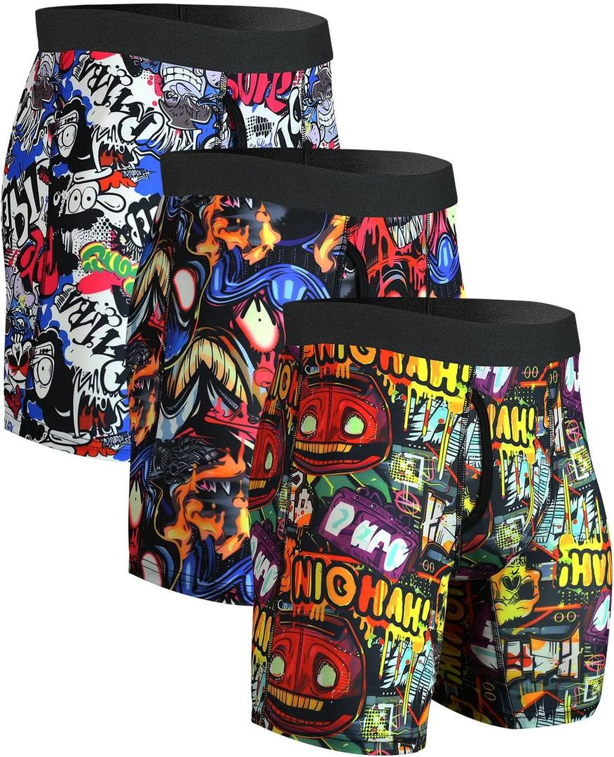 Mens Athletic Underwear Mens Boxer Briefs Long Leg Trunks Underwear (L)
