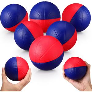 6 Pcs Foam Mini Basketball 4 Inch Mini Hoop Ball Small Squeeze Stress Balls Soft Quiet Bouncy Ball Foam Basketball for Indoor Outdoor Sport Theme Party Game Gifts (Blue, Red)