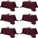 Fitable Burgundy Rectangle Table Clothes, 6 Pack - 90 x 156 Inch - Reusable and Washable Tablecloths, Polyester Fabric Table Covers for Wedding, Party, Banquet, Formal Events