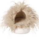 2 x Fuzzy Plush Women's House Slipper Cozy Non-slip Bedroom Slipper for Women Furry Indoor Outdoor House Shoes (8-9, Khaki)