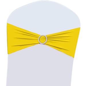 Boshen 25PCS Stretch Chair Sashes Bows Chair Bands with Buckle for Wedding Hotel Banquet Birthday Party Decorations - Yellow
