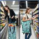 Small Collapsible Shopping Cart,Shopping Cart with Wheels,Folding (XFlower5)