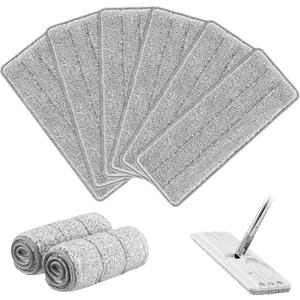 Flat Mop Head Replacement Pads Compatible with Joy-MOOP Mop and Bucket Set, Reusable Washable Squeeze Microfiber Mop Refills for Oshang Bosheng Mop - 13" X 4.9", Grey Only