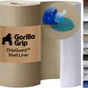GORILLA GRIP DripGuard Shelf Liner, Non-Adhesive Drawer and Kitchen Cabinet Protector, 24x240 Inch, Strong Grip Slip Resistant Underside, Smooth Surface Liners for Cabinets, Bathrooms, Closets, Beige