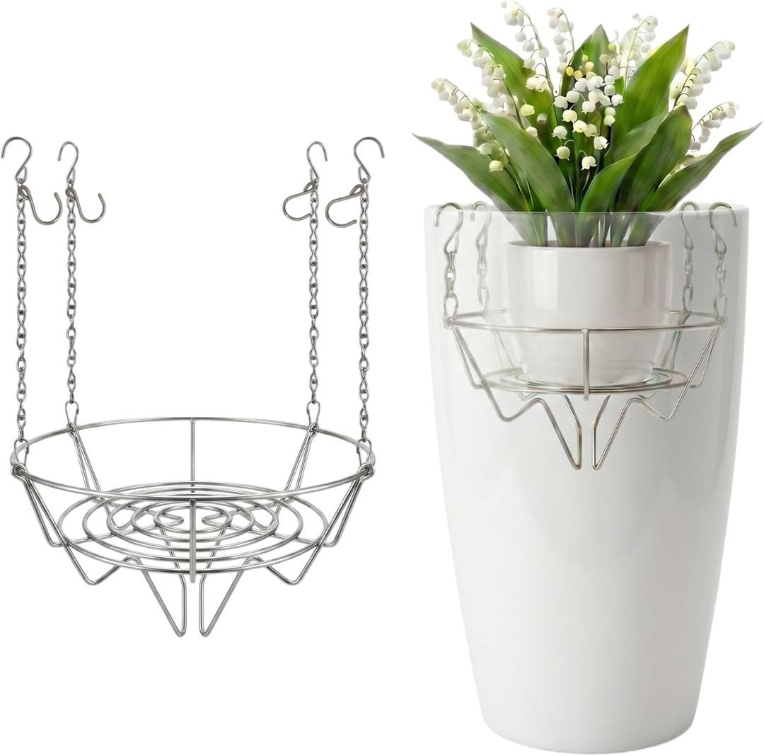 Planter Inserts for Large Pots Indoor Outdoor,Stainless Steel Plant Risers for Inside Pots, Height Adjustable Plant Riser & Pot Risers for Large Round/Square/Tapered & Tall Planter(12-15'' Openning)
