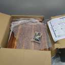 Wooden LP Record Player Stand with 4 Cabinets, Holds up to 100 Vinyls, Metal Record Storage Holder and Organizer Table, Classical Design for Files/Book (Mid-Century Modern) (2-Tier, Warm Acacia)