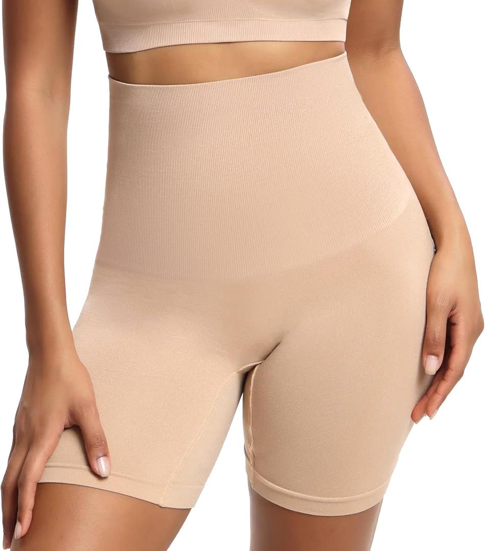 Shapewear Shorts for Women, High Waisted Body Shaper Shorts, Tummy Control, Butt Lifter, Seamless Compression (4X-Large, Nude)