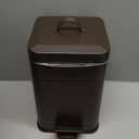 CEROELDA Small Can with Lid-5L/1.3 Gal,Stainless Steel Outdoor Dog Poop Garbage Can-Farmhouse Retro Metal Waste Bin w/Step Pedal for Bathroom Bedroom Office-Soft Close-Brown