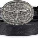 Western Belts for Women Men-Cowgirl-Cowboy-Country-Belt (Fit 29"-33", Black)