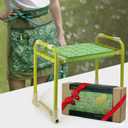 Colwelt Garden Stool and Kneeler Set, Garden Seat and Kneeler Heavy Duty with 10" Wide Soft Kneeling Pad, Non-Slip Garden Bench for Kneeling and Sitting with Elegant Apron, Gardening Gifts for Women, Green