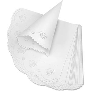 Teemico 50 Pcs Wedding Confetti Cones White Paper Tapers Hollow Print Cone for Party Petal Small Bouquet White Paper Cones for Candy Buffet