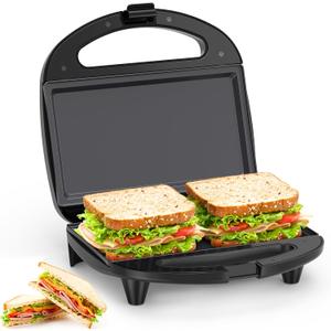 OSTBA Sandwich Maker, 2 Slice Grilled Cheese Maker with Non-stick Flat Plates, Indicator Lights, Cool Touch Handle, Easy to Clean and Store, 750W (Small)