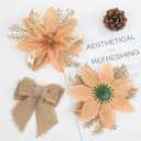 24 Pcs 6" Poinsettia Flowers for Christmas Tree Decorations with Clips and Stem, Artificial Flowers Decor for Tree Flower Decorations DIY Xmas Red Christmas Ornaments for Wreath Home Party, Champagne