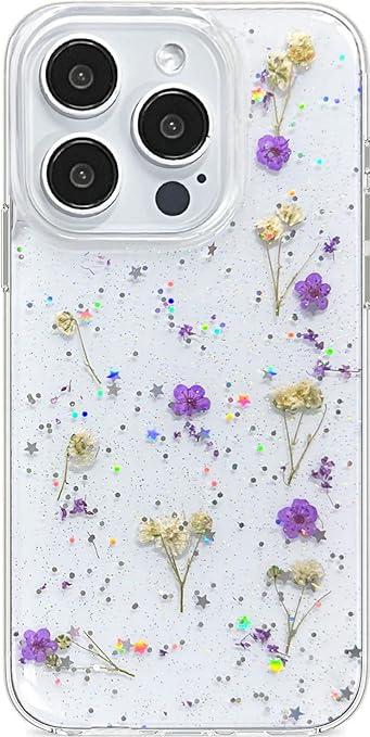 Abbery for iPhone 13/14/15 Case Clear Cute with Planet Design Bling Glitter Twinkle Sparkle Stars Moon Space Theme Soft TPU Aesthetic Shockproof Slim Protective Women Girl's Unique Phone Cover