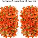 HyeFlora Bougainvillea Artificial Hanging Flowers Plants for Outdoors Winter Decoration, 2pcs Faux Bougainvillea Vines Orange Fake Flowers Realistic UV Resistant Silk Flowers for Outside Planter Yard