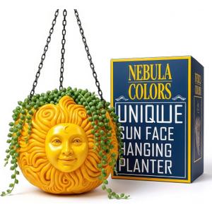 Fun & Unique Sun Face Hanging Planter Quirky Celestial Decor for Plant Lovers  Indoor Outdoor Flower Basket for Succulents & Small Plants  Decorative Garden Yard Art